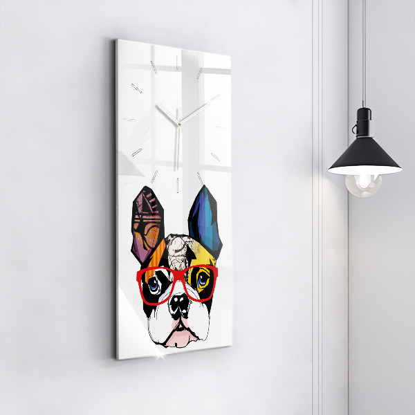 Orologio verticale Bulldog francese con gli occhiali