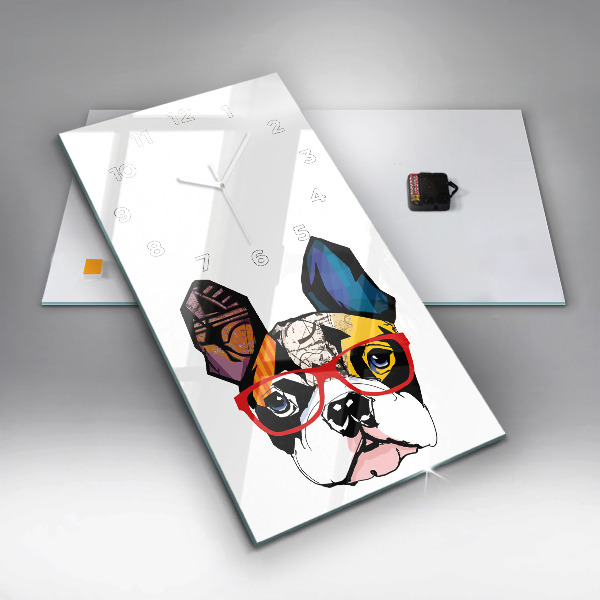 Orologio verticale Bulldog francese con gli occhiali