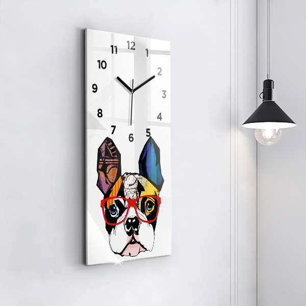 Orologio verticale Bulldog francese con gli occhiali