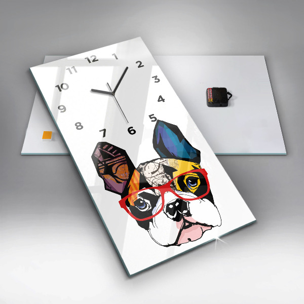 Orologio verticale Bulldog francese con gli occhiali