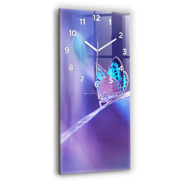 Orologio verticale in vetro Farfalla sull'erba
