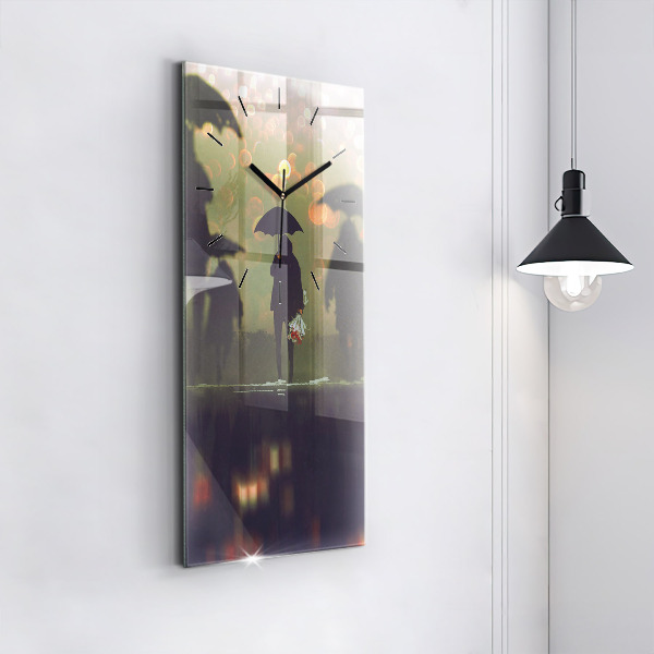 Orologio verticale in vetro Persone con ombrelli