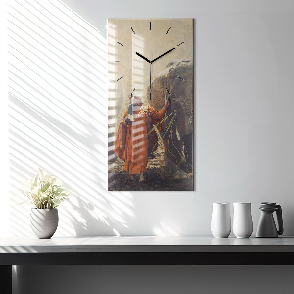 Orologio verticale in vetro Monaco che guida gli elefanti