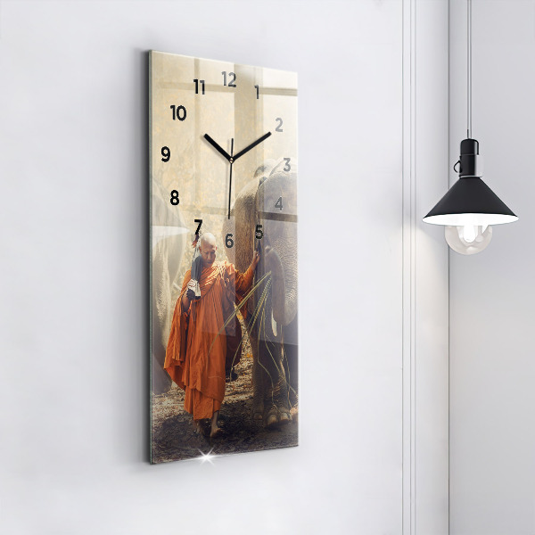 Orologio verticale in vetro Monaco che guida gli elefanti