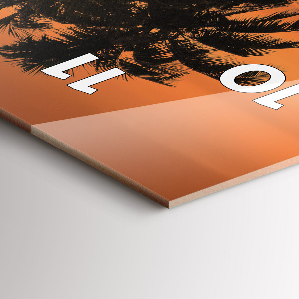 Orologio verticale in vetro Tramonto e palme