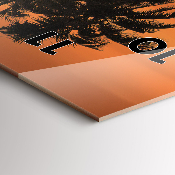 Orologio verticale in vetro Tramonto e palme