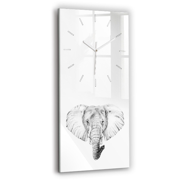 Orologio verticale in vetro Testa di elefante grafica