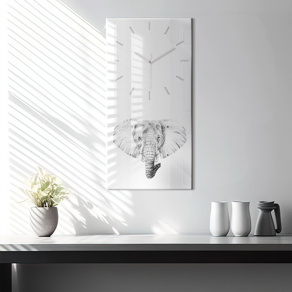 Orologio verticale in vetro Testa di elefante grafica