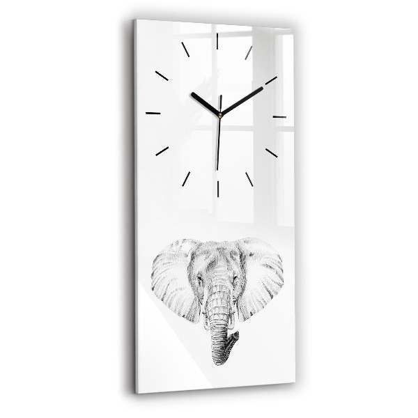 Orologio verticale in vetro Testa di elefante grafica
