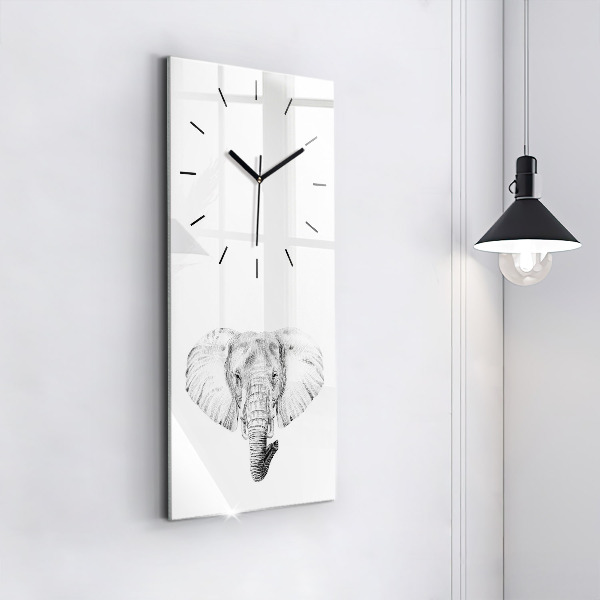 Orologio verticale in vetro Testa di elefante grafica