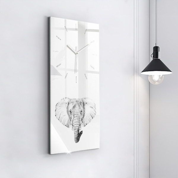 Orologio verticale in vetro Testa di elefante grafica