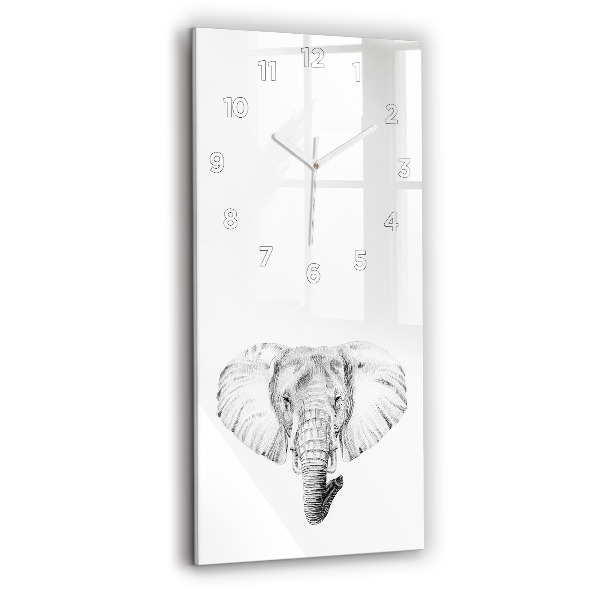 Orologio verticale in vetro Testa di elefante grafica