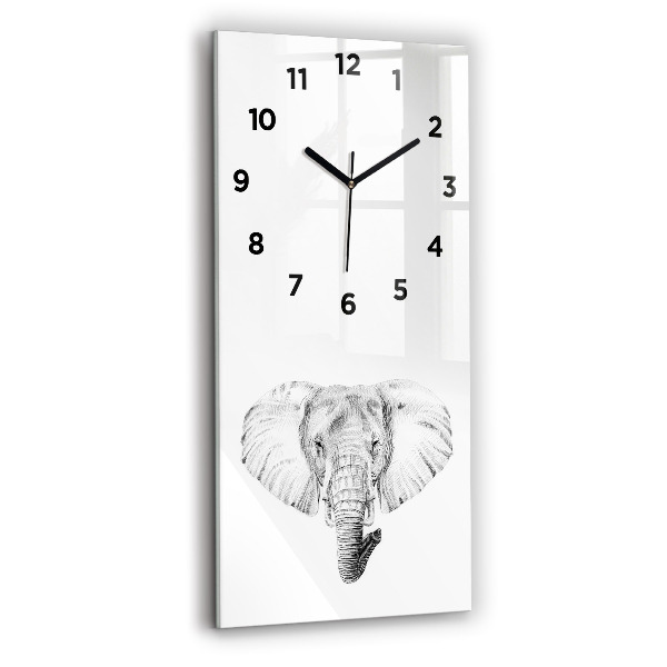 Orologio verticale in vetro Testa di elefante grafica