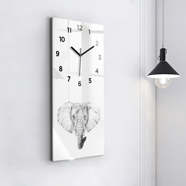 Orologio verticale in vetro Testa di elefante grafica