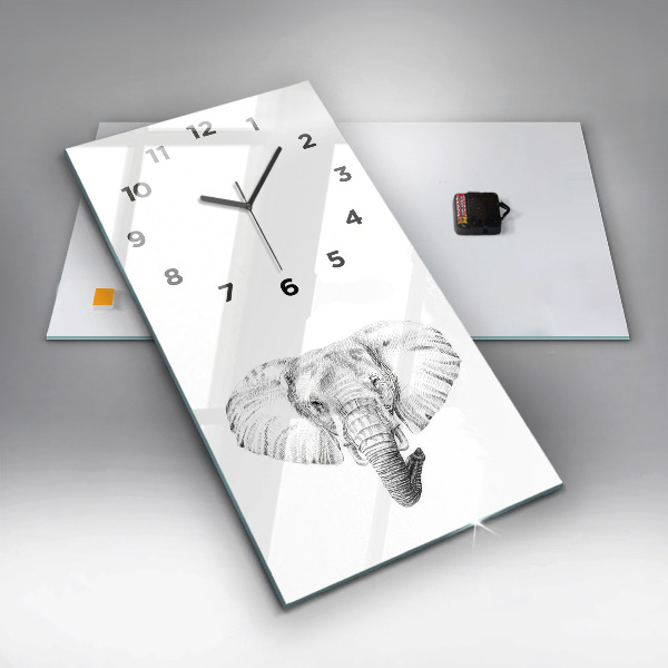 Orologio verticale in vetro Testa di elefante grafica