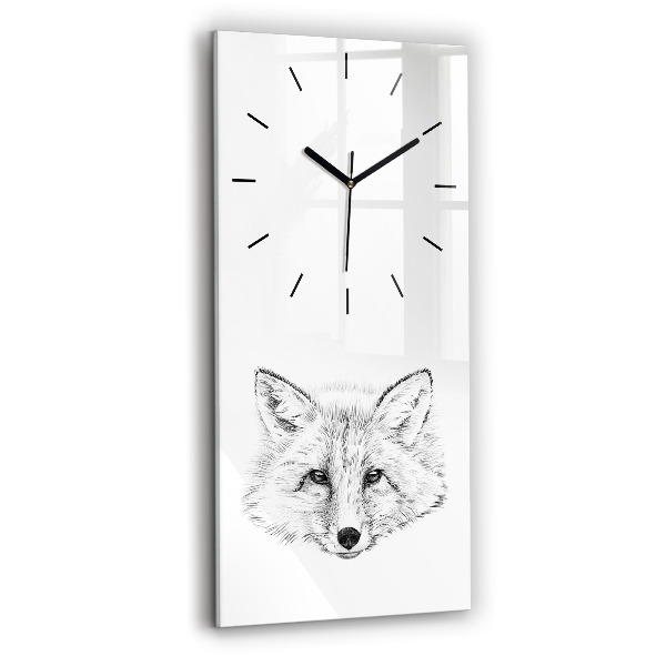 Orologio verticale in vetro Testa di volpe grafica