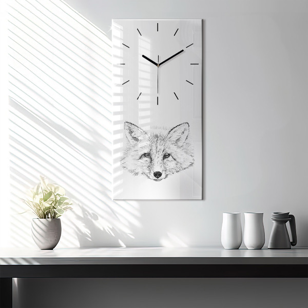 Orologio verticale in vetro Testa di volpe grafica