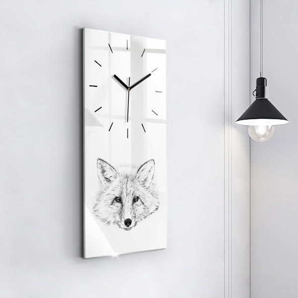 Orologio verticale in vetro Testa di volpe grafica