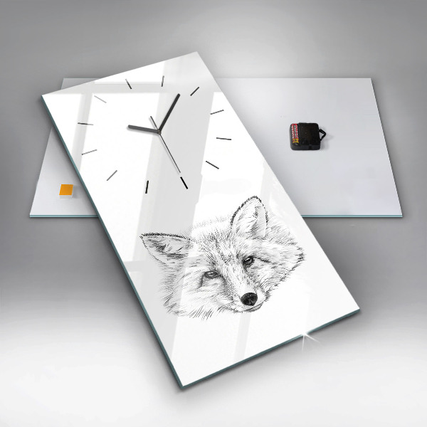 Orologio verticale in vetro Testa di volpe grafica