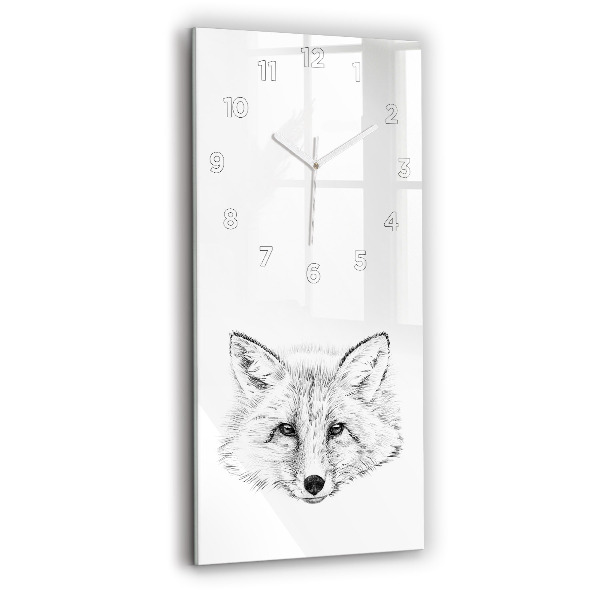 Orologio verticale in vetro Testa di volpe grafica