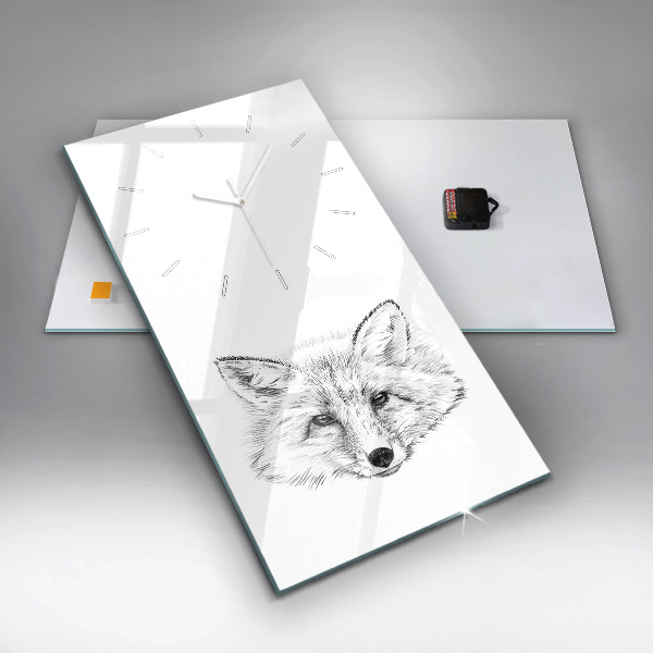 Orologio verticale in vetro Testa di volpe grafica