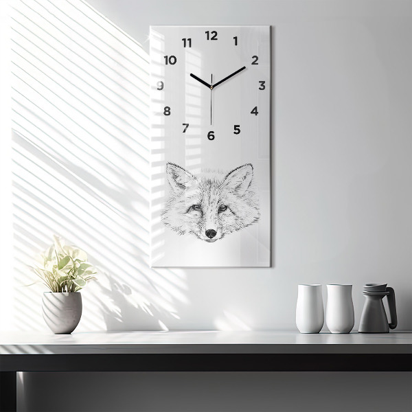 Orologio verticale in vetro Testa di volpe grafica