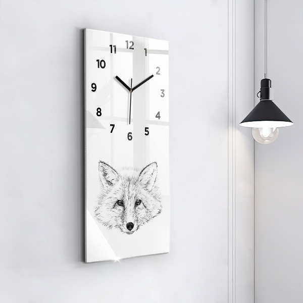 Orologio verticale in vetro Testa di volpe grafica