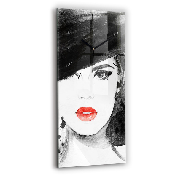 Orologio verticale in vetro Donna con cappello