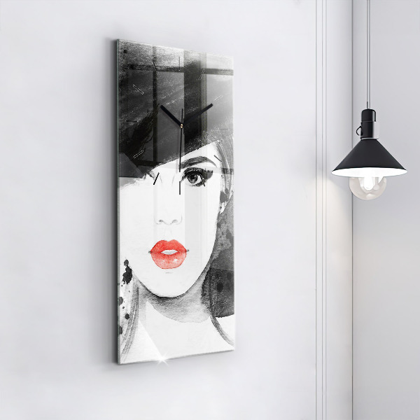 Orologio verticale in vetro Donna con cappello