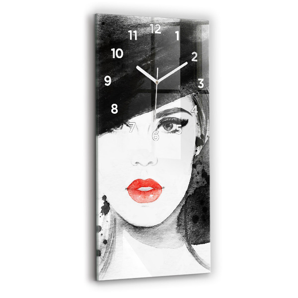 Orologio verticale in vetro Donna con cappello