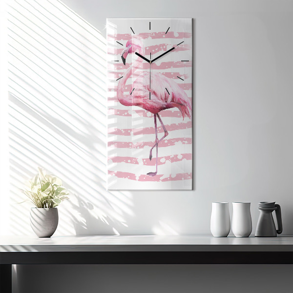 Orologio verticale in vetro Grafica fenicottero