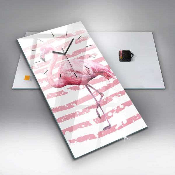 Orologio verticale in vetro Grafica fenicottero