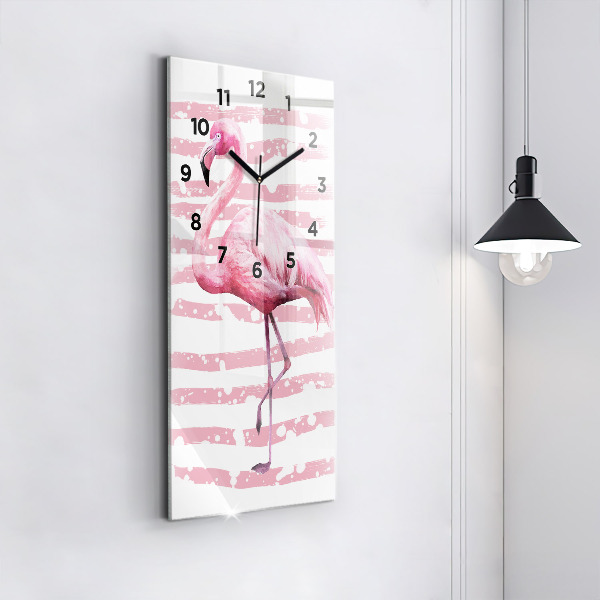 Orologio verticale in vetro Grafica fenicottero