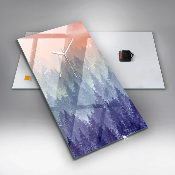 Orologio verticale in vetro Foresta nella nebbia