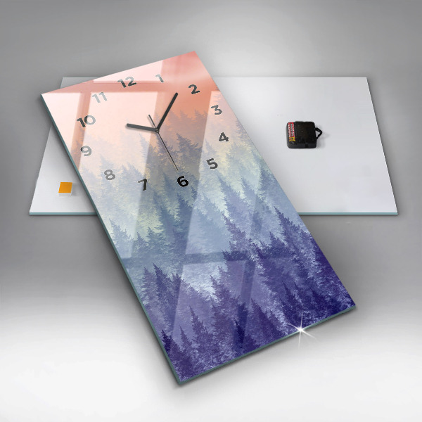 Orologio verticale in vetro Foresta nella nebbia