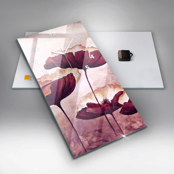 Orologio verticale in vetro Papaveri in fiore