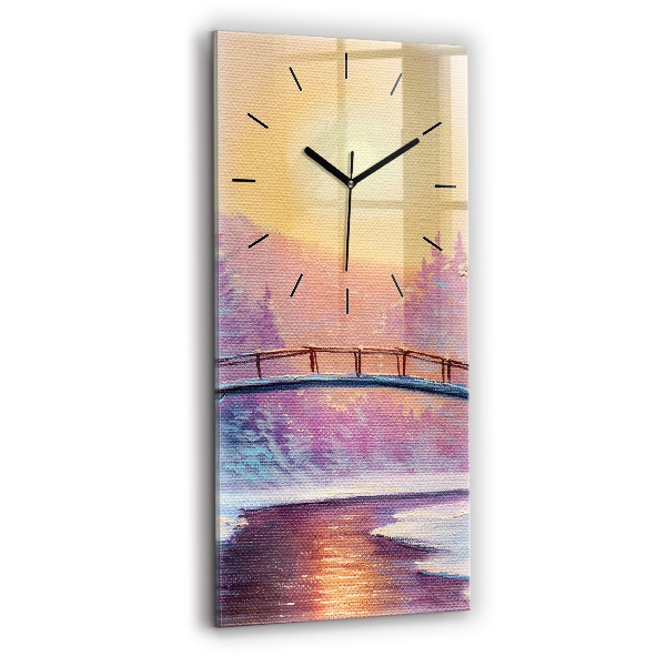 Orologio verticale in vetro Albero di Natale e ponte