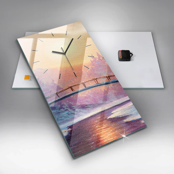 Orologio verticale in vetro Albero di Natale e ponte