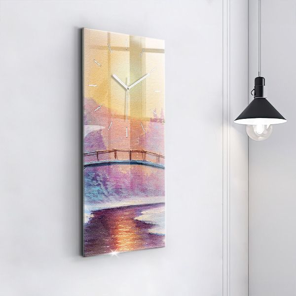 Orologio verticale in vetro Albero di Natale e ponte