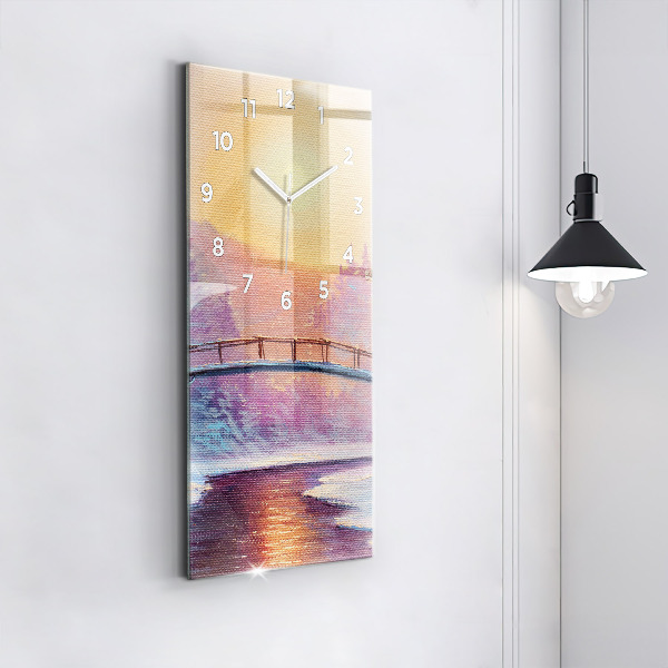 Orologio verticale in vetro Albero di Natale e ponte