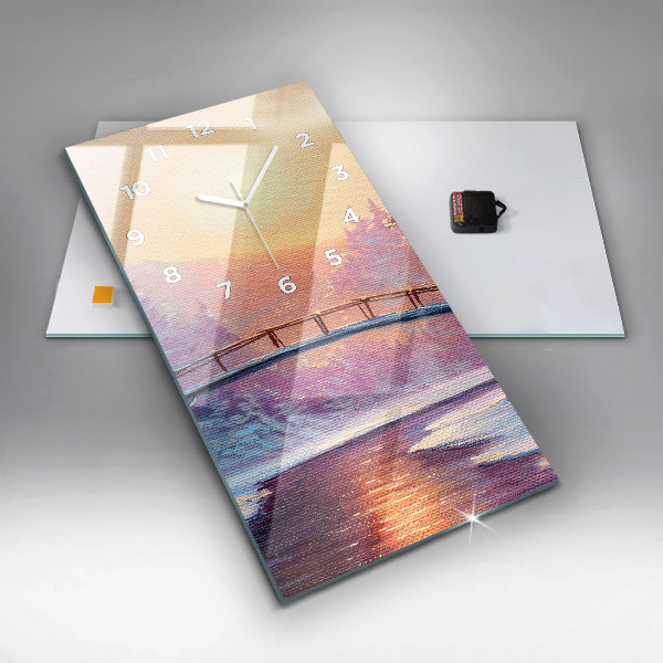 Orologio verticale in vetro Albero di Natale e ponte