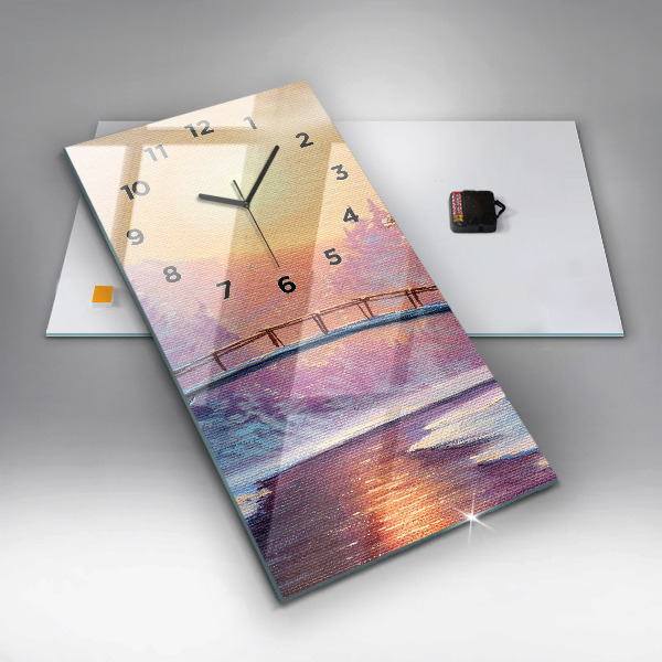 Orologio verticale in vetro Albero di Natale e ponte