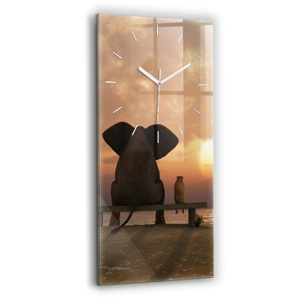 Orologio verticale Animali e tramonto