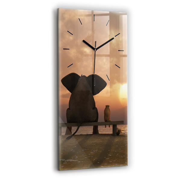 Orologio verticale Animali e tramonto