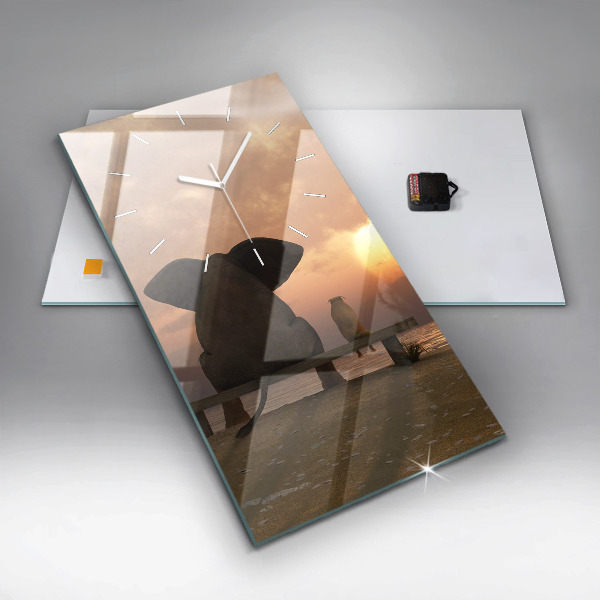 Orologio verticale Animali e tramonto