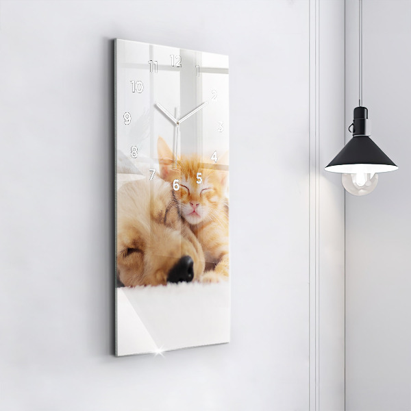Orologio verticale Gatto e cane addormentati