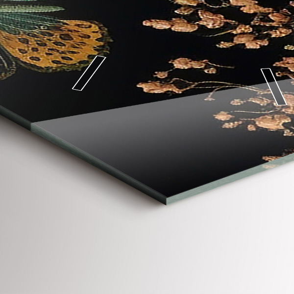 Orologio verticale in vetro Fiori e farfalle dorate