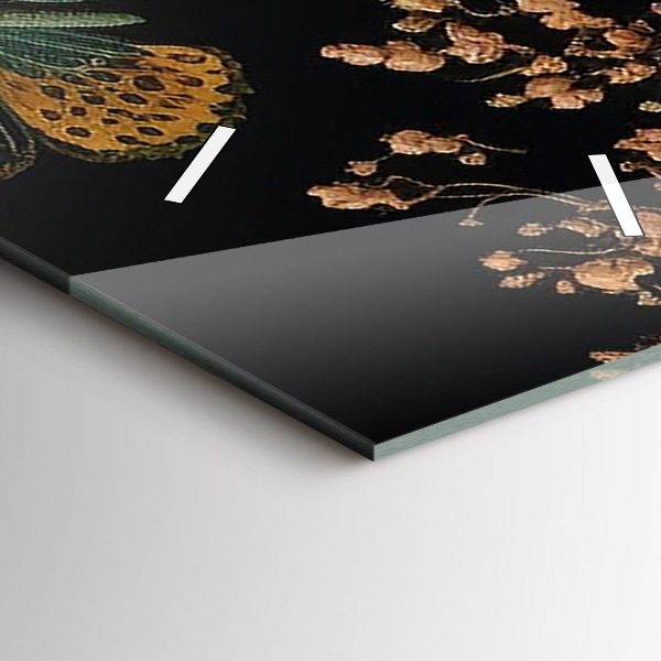 Orologio verticale in vetro Fiori e farfalle dorate