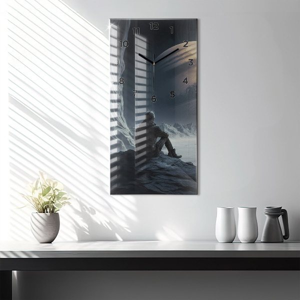 Orologio verticale Uomo davanti alla luna