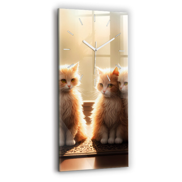 Orologio verticale in vetro Quattro gattini al sole